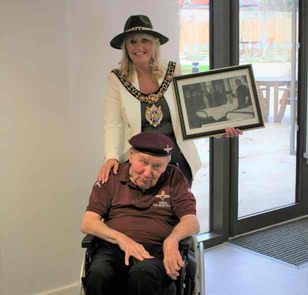 Lord Mayor2 The Lord Mayor of Manchester Councillor Donna Ludford with Frank Atkinson, a resident of Broughton House Veteran Care Village.jpg